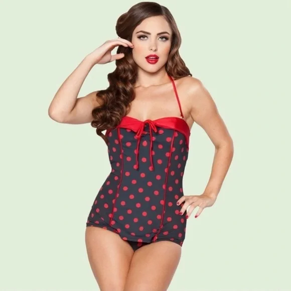 Bettie Page | Swim | Bettie Page Polka Dot Retro Swimsuit